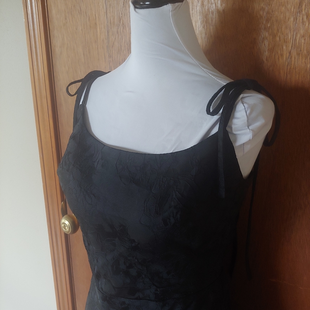 NWT Jeheth Black Satin Floral Corset Embroidered Formal Mermaid Maxi Dress 6 - Picture 4 of 16